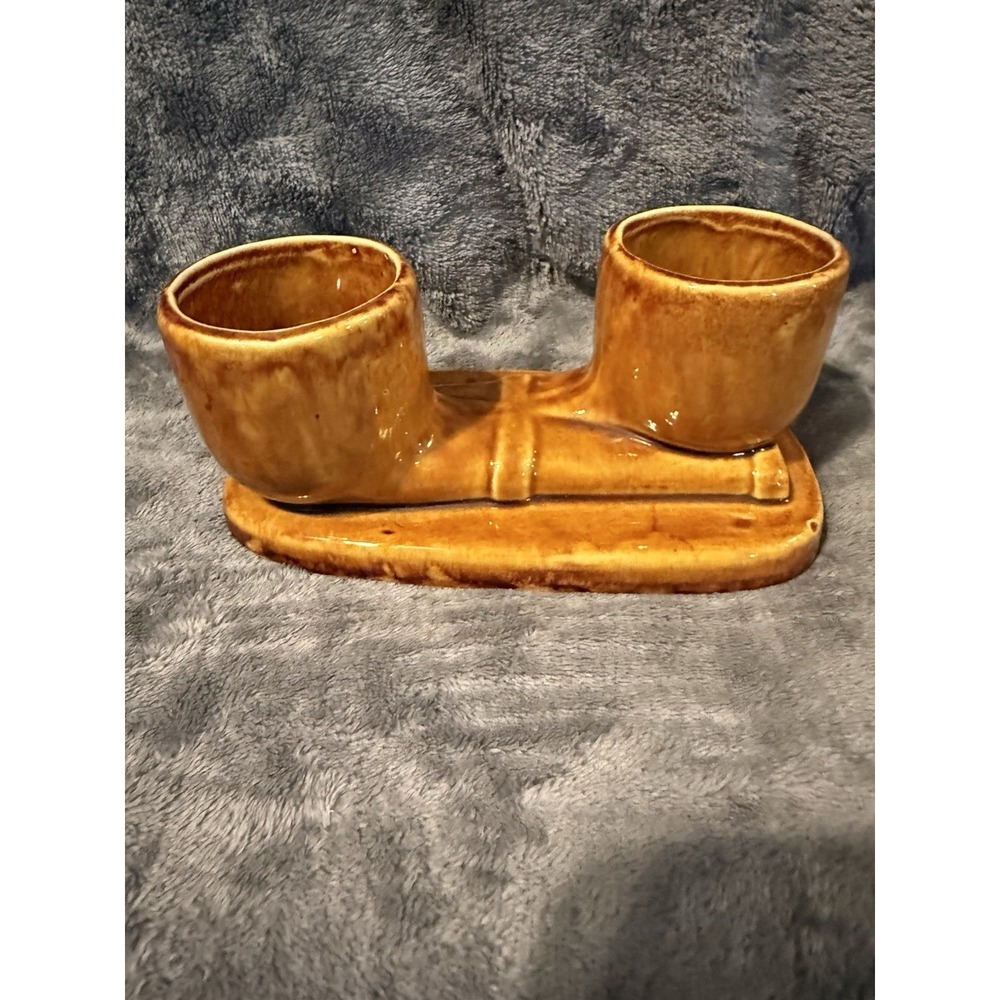 Pottery Pipe Planter Mid Century 237 Vintage Father's Day‎ Gift USA Goldishbrown